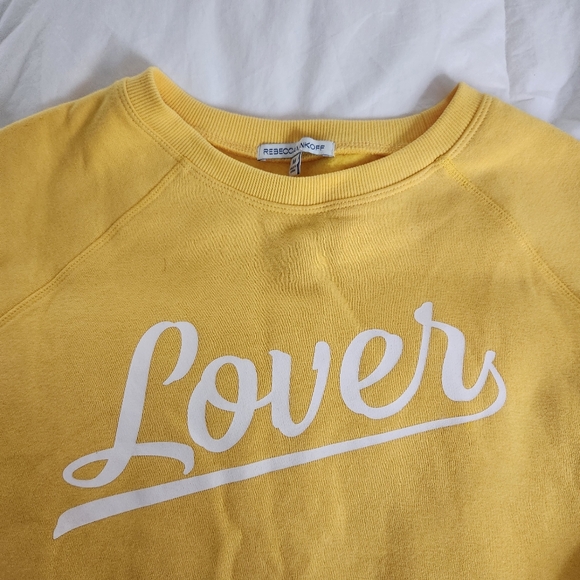 rebecca minkoff Lover Sweatshirt Pullover Sunshine Yellow Size Medium - Picture 3 of 10